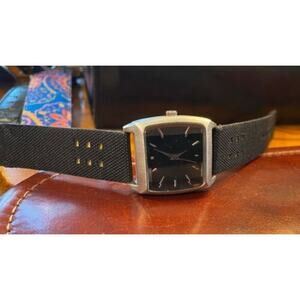 Women's 28mm Silver Tone Target Watch, Black Canvas Band and Face